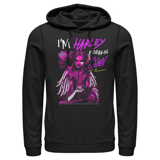 Men’s Birds of Prey Harley Freakin’ Quinn Cartoon Pull Over Hoodie