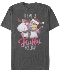 Men’s Despicable Me Christmas Minions Have A Fluffy Day Unicorn T-Shirt
