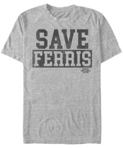 Men’s Ferris Bueller’s Day Off Distressed Save Text T-Shirt