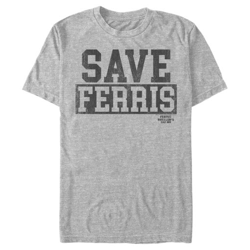 Men’s Ferris Bueller’s Day Off Distressed Save Text T-Shirt