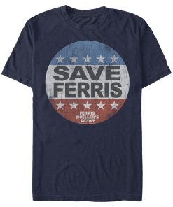 Men’s Ferris Bueller’s Day Off Save Campaign Button T-Shirt