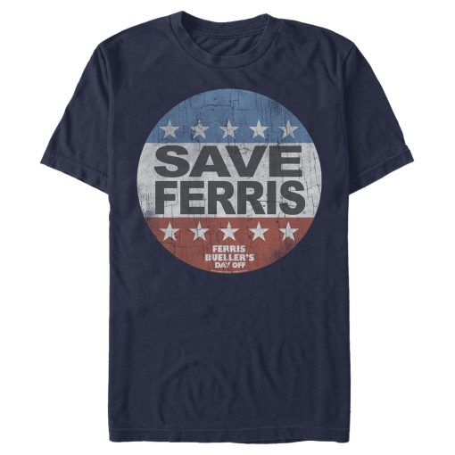 Men’s Ferris Bueller’s Day Off Save Campaign Button T-Shirt