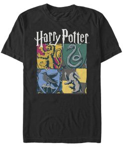Men’s Harry Potter Hogwarts Houses Vintage Collage T-Shirt