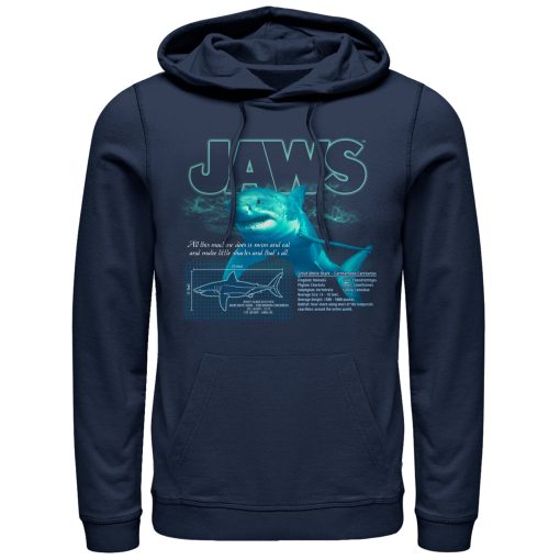 Men’s Jaws Shark Blueprint Pull Over Hoodie