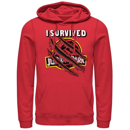 Men’s Jurassic Park I Survived Scratch Pull Over Hoodie