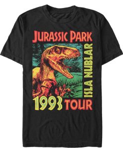 Men’s Jurassic Park Isla Nublar 1993 Tour, Featuring Velociraptor T-Shirt