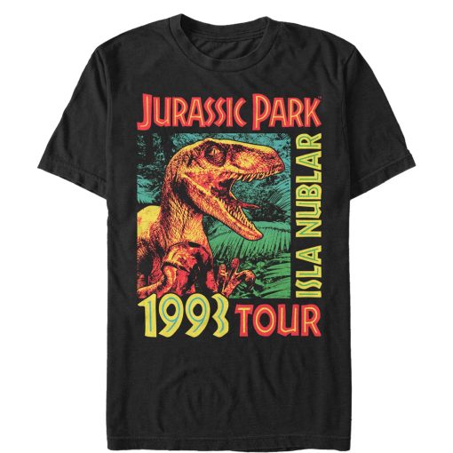 Men’s Jurassic Park Isla Nublar 1993 Tour, Featuring Velociraptor T-Shirt