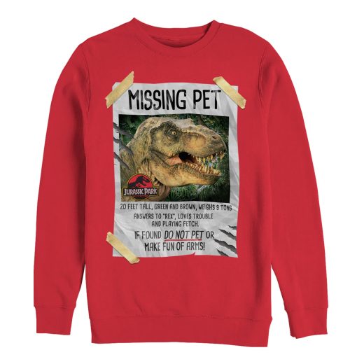 Men’s Jurassic Park T. Rex Missing Pet Sweatshirt