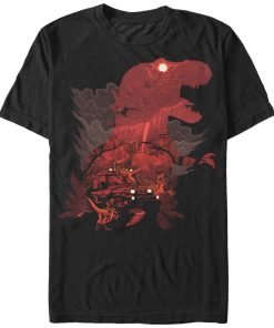 Men’s Jurassic Park T.Rex, Velociraptor Invite You To Visit Beautiful Landscape T-Shirt