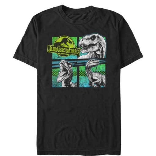 Men’s Jurassic World T. Rex and Velociraptors T-Shirt