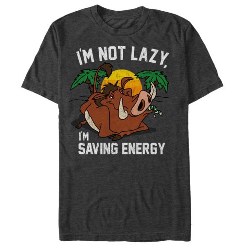 Men’s Lion King Pumbaa I’m Not Lazy I’m Saving Energy T-Shirt