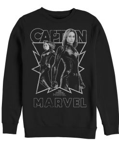 Men’s Marvel Captain Marvel Gray Grayscale Portrait Sweatshirt