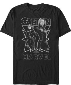 Men’s Marvel Captain Marvel Gray Grayscale Portrait T-Shirt