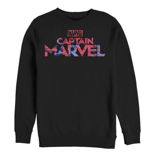 Men’s Marvel Captain Marvel Logo Tie-Dye Print Sweatshirt