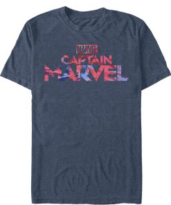 Men’s Marvel Captain Marvel Logo Tie-Dye Print T-Shirt