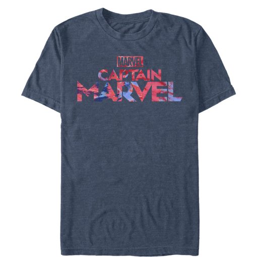 Men’s Marvel Captain Marvel Logo Tie-Dye Print T-Shirt