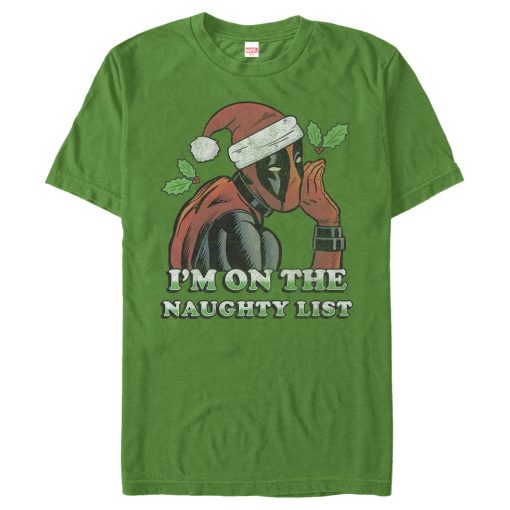 Men’s Marvel Christmas Deadpool Naughty List T-Shirt