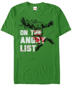 Men’s Marvel Christmas Hulk Angry List T-Shirt