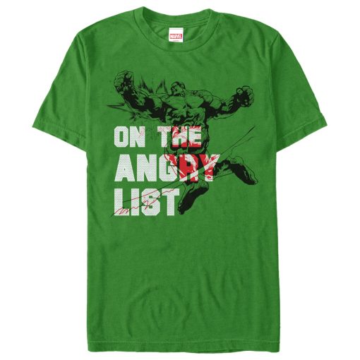 Men’s Marvel Christmas Hulk Angry List T-Shirt