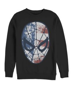 Men’s Marvel Fourth of July Spider-Man American Flag Mask Sweatshirt