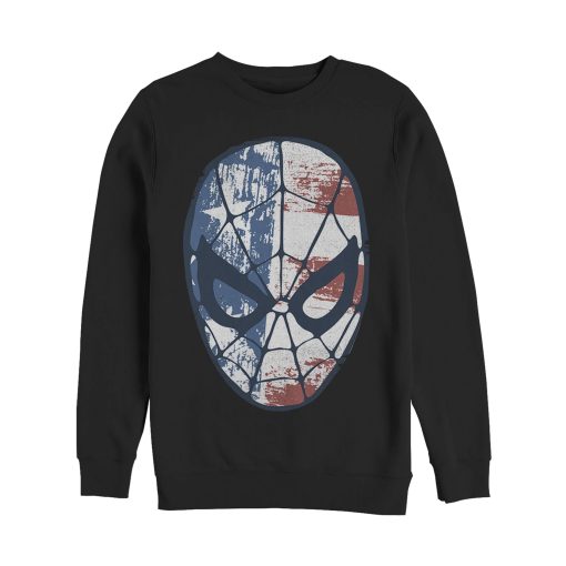 Men’s Marvel Fourth of July Spider-Man American Flag Mask Sweatshirt