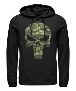 Men’s Marvel Punisher Camo Skull Symbol Pull Over Hoodie