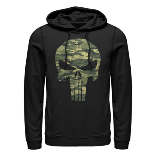 Men’s Marvel Punisher Camo Skull Symbol Pull Over Hoodie