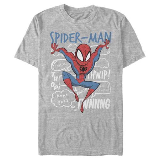 Men’s Marvel Spider-Man Cartoon Bubbles T-Shirt