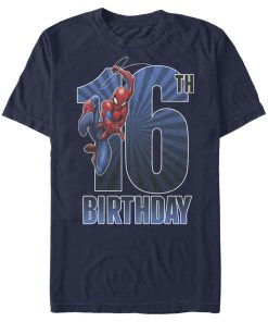 Men’s Marvel Spider-Man Swinging 16th Birthday T-Shirt