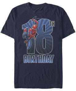 Men’s Marvel Spider-Man Swinging 18th Birthday T-Shirt