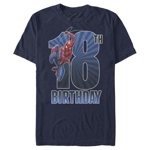 Men’s Marvel Spider-Man Swinging 18th Birthday T-Shirt