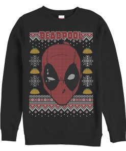 Men’s Marvel Ugly Christmas Deadpool Mask Sweatshirt