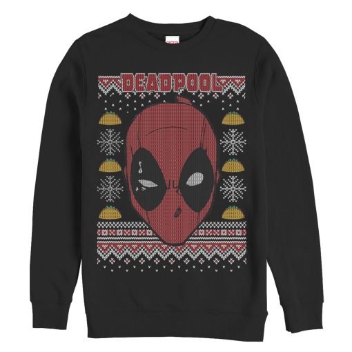 Men’s Marvel Ugly Christmas Deadpool Mask Sweatshirt