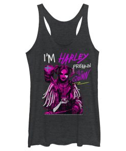 Women_s Birds of Prey Harley Freakin_ Quinn Cartoon Racerback Tank Top