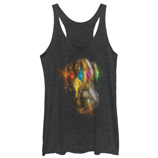 Women_s Marvel Avengers Endgame Thanos Spray Paint Glove Racerback Tank Top