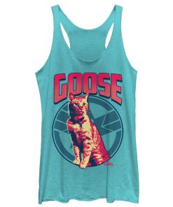 Women_s Marvel Captain Marvel Goose Cat Badge Racerback Tank Top