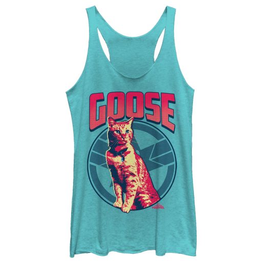 Women_s Marvel Captain Marvel Goose Cat Badge Racerback Tank Top