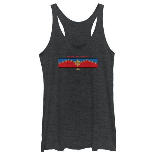 Women_s Marvel Captain Marvel Pixelated Pager Screen Racerback Tank Top