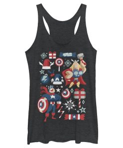 Women_s Marvel Christmas Festive Hero Icons Racerback Tank Top