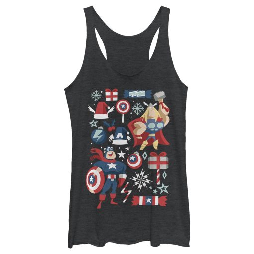 Women_s Marvel Christmas Festive Hero Icons Racerback Tank Top