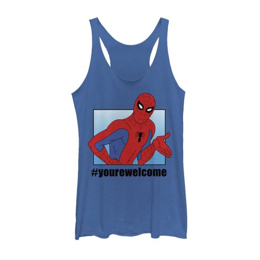 Women_s Marvel Spider-Man #yourewelcome Racerback Tank Top