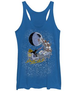 Women_s Star Wars Christmas Darth Vader Santa_s Sleigh Racerback Tank Top