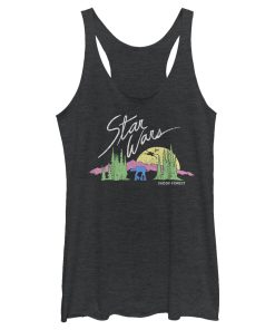 Women_s Star Wars Endor Forest Retro Sunset Racerback Tank Top