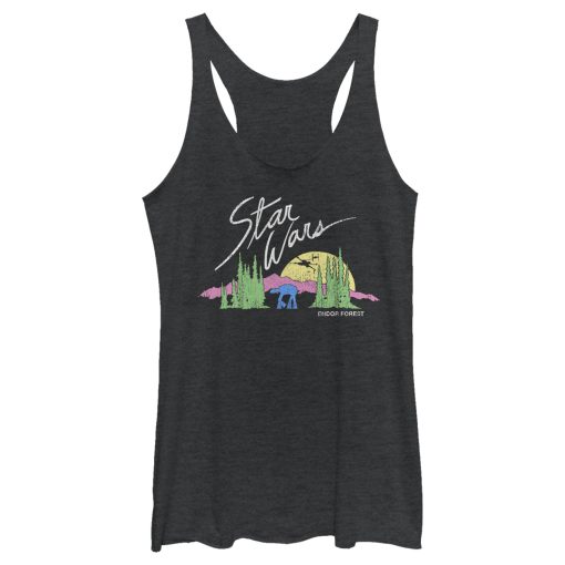 Women_s Star Wars Endor Forest Retro Sunset Racerback Tank Top