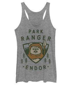 Women_s Star Wars Park Ranger Endor Ewok Badge Racerback Tank Top