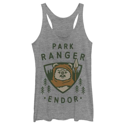 Women_s Star Wars Park Ranger Endor Ewok Badge Racerback Tank Top