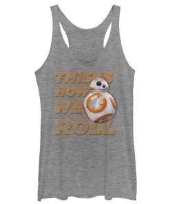Women_s Star Wars The Force Awakens BB-8 This is How We Roll Racerback Tank Top