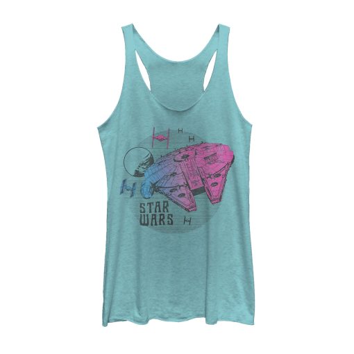 Women_s Star Wars The Rise of Skywalker Ombre Millennium Falcon Racerback Tank Top