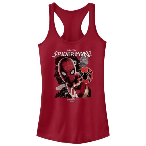 Junior’s Marvel Spider-Man No Way Home Who is the Spider-Man Racerback Tank Top