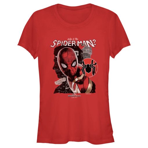 Junior’s Marvel Spider-Man No Way Home Who is the Spider-Man T-Shirt